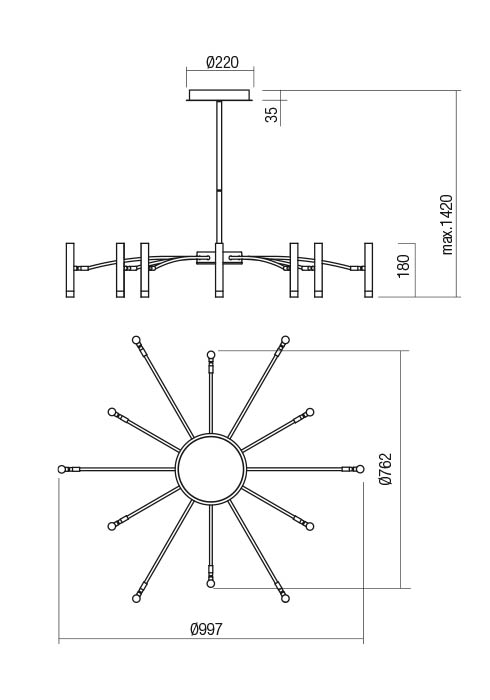 60W LED pakabinamas šviestuvas RAYEN, matinės aukso sp., 3000K, dimeriuojamas, 01-3448 - Image 2
