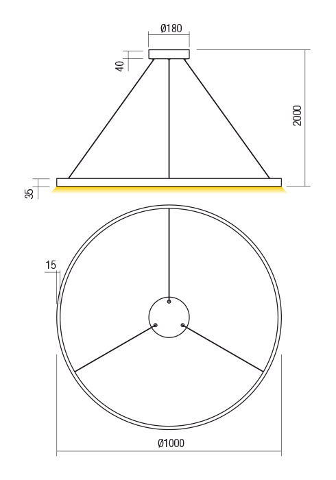 62W LED pakabinamas šviestuvas FEBE, juodas, 4000K, dimeriuojamas, 01-2880 - Image 2