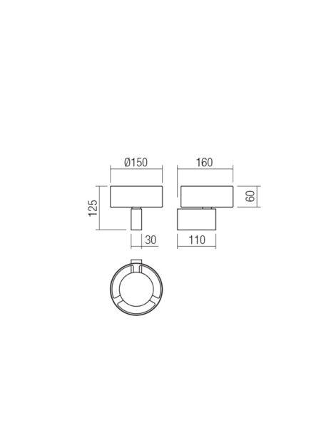 6W LED sieninis šviestuvas PUNKT, juodas, 3000K
