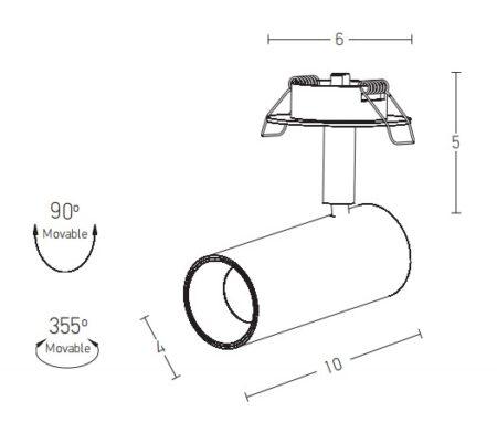 7W LED įleidžiamas šviestuvas, juodas, 3000K, 180017