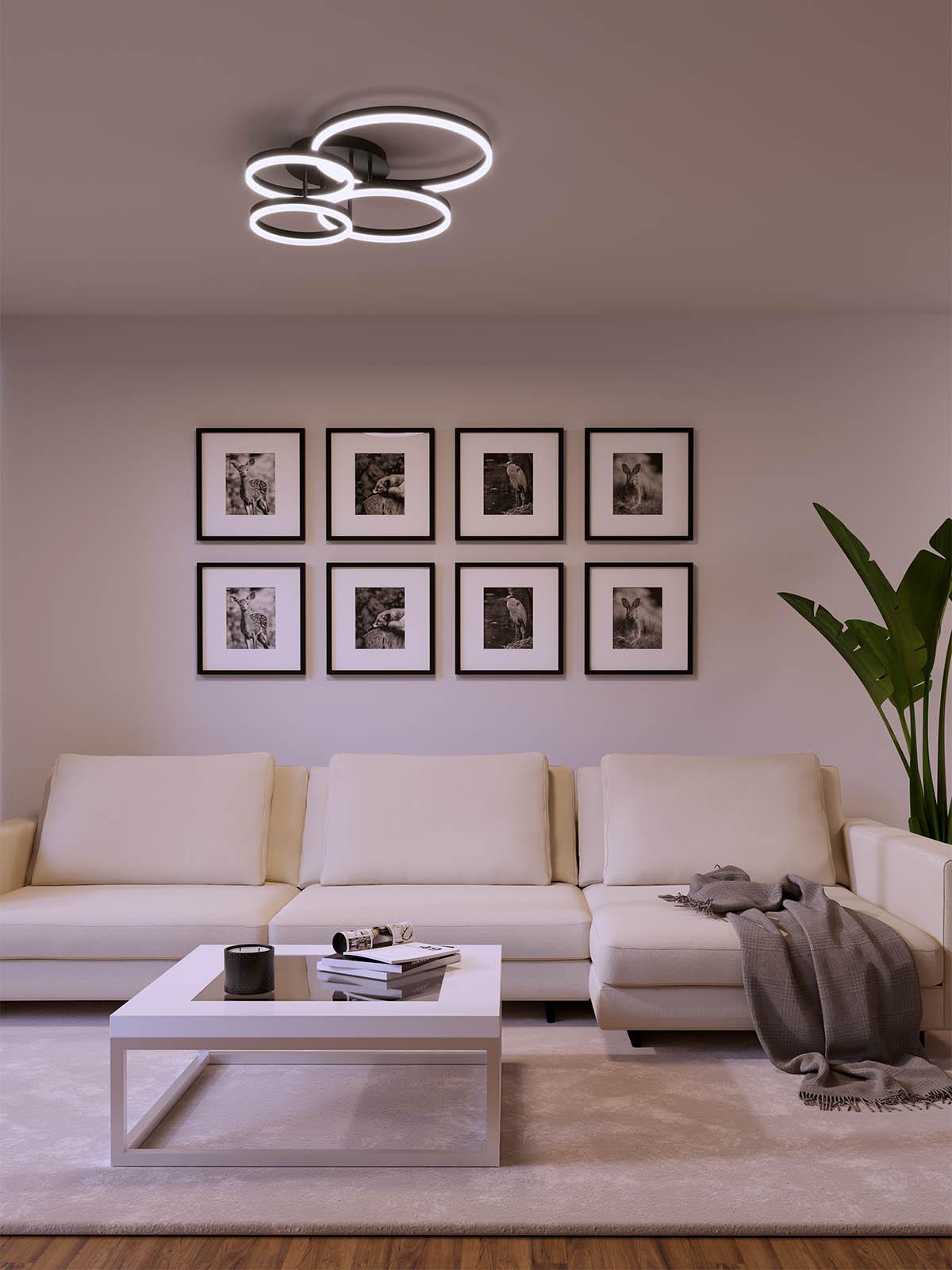 90W LED paviršinis lubinis šviestuvas TARA, juodos/baltos sp., 3000/4000/6000K