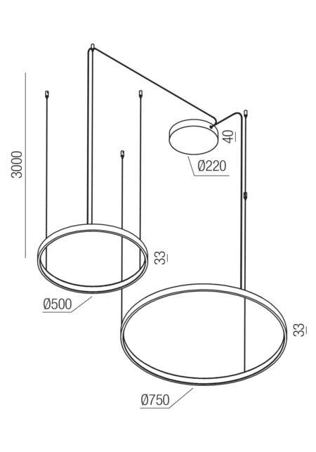 98W LED pakabinamas šviestuvas ORION, baltas, 2700/3000/4000K, DALI, 01-3878 DALI