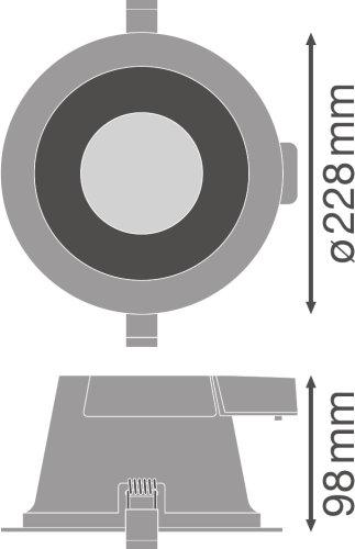 Įleidžiamas šviestuvas COMFORT 205 20 W 3CCT IP54 WT
