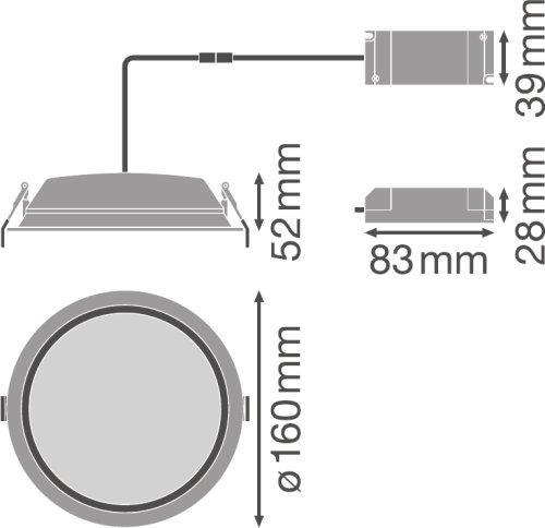 Įleidžiamas šviestuvas ALU su avariniu moduliu DN150 14 W 3000 K AT 3H WT