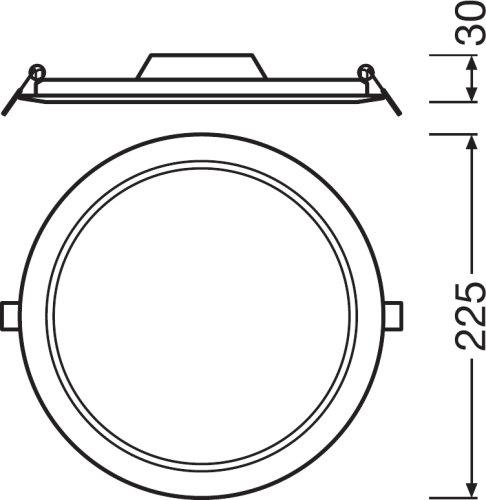 Įleidžiama panelė SLIM, apvali 210 18 W 6500 K WT