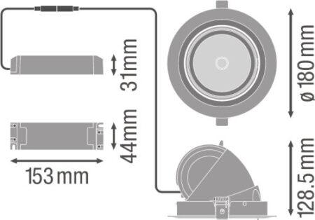 Įleidžiamas šviestuvas VARIO 170 35 W 4000 K 24DEG WT