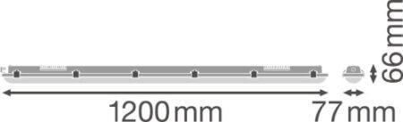 Linijinis šviestuvas DAMP PROOF 1500 46 W 4000 K IP65, su avariniu maitinimo šaltiniu