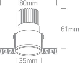 3W LED užglaistomas šviestuvas, žalvario sp., 3000K, 10103BTR/BS/W