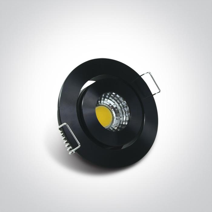 1W/3W LED įleidžiamas pakreipiamas šviestuvas, juodas, 3000K, 11103B/B/W