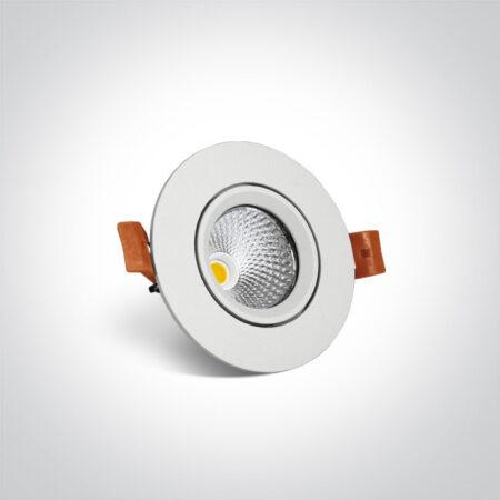 7W LED įleidžiamas pakreipiamas šviestuvas, baltas, 3000K, 11107B/W/W