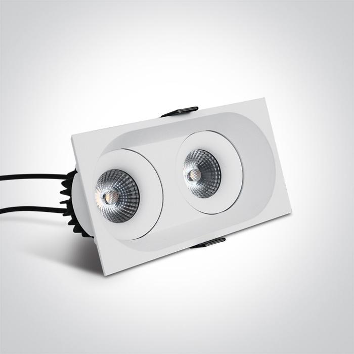 2x6,5W LED įleidžiamas pakreipiamas šviestuvas, baltas, 3000K, 11207WD/W/W