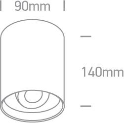 10W LED cilindro formos šviestuvas, baltas, 3000K, 12110D/W/W