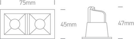 2x2W LED įleidžiamas šviestuvas, juodas, 3000K, 50202B/B/W