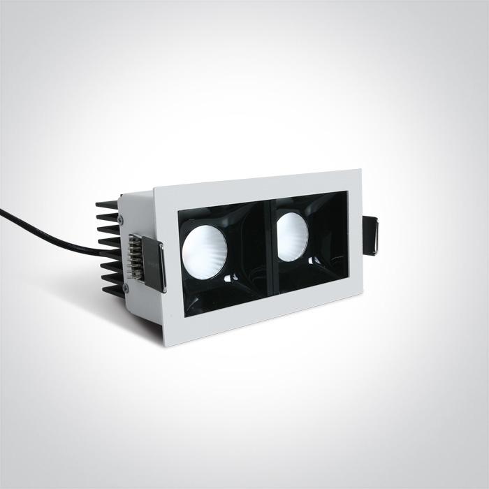 2x6,5W LED įleidžiamas šviestuvas, baltas, 3000K, 50207B/W/W