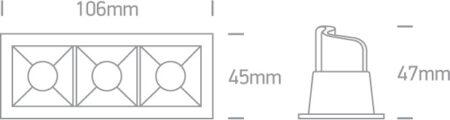 3x2W LED įleidžiamas šviestuvas, baltas, 3000K, 50302B/W/W
