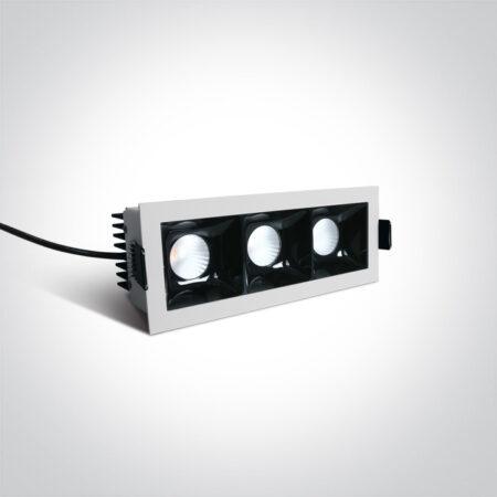 3x6,5W LED įleidžiamas šviestuvas, baltas, 3000K, 50307B/W/W