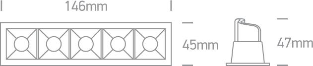 5x2W LED įleidžiamas šviestuvas, juodas, 3000K, 50502B/B/W