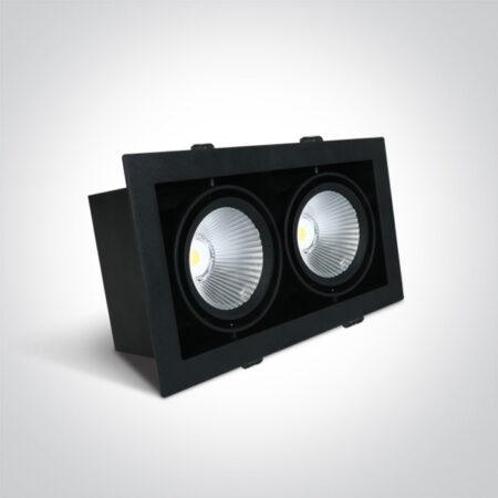 2x30W LED įleidžiamas pakreipiamas šviestuvas, juodas, 3000K, 51230/B/W