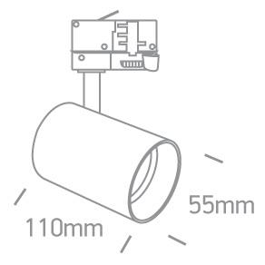 12W LED šviestuvas į bėgelius, juodas, 3000K, 65524T/B/W