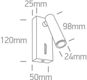 3W LED sieninis šviestuvas- skaitymo lempa, juodas, 3000K, 65746/B/W