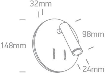 3W + 5W LED sieninis šviestuvas- skaitymo lempa, baltas, 3000K, 65746B/W/W
