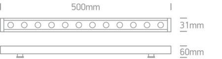 12x1W LED linijinis sienų šviestuvas, pilkas, 3000K, 7055A/W