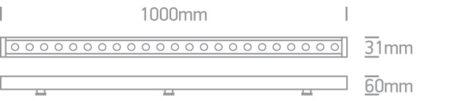 24x1W LED linijinis sienų šviestuvas, pilkas, 3000K, 7055B/W