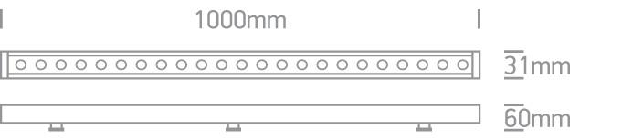 24x1W LED linijinis sienų šviestuvas, pilkas, 3000K, 7055B/W