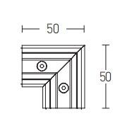 Paviršinio magnetinės sistemos ZAMBELIS bėgelio vertikalus kampinis sujungimas, 48V, baltas, 2082W-C1