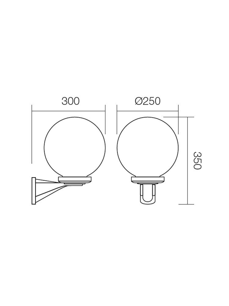 Sieninis lauko šviestuvas SFERA 250, E27, baltas, IP44 - Image 3
