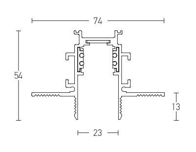 Užglaistomas magnetinis bėgelis ZAMBELIS, baltas, 1m, 2083W-1