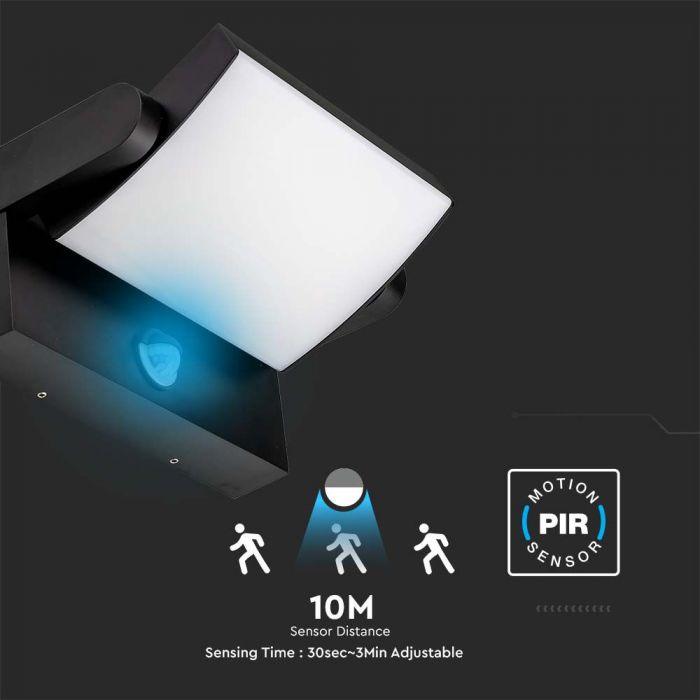 17W LED sieninis lauko šviestuvas, juodas, 4000K, IP65, su judesio davikliu - Image 2