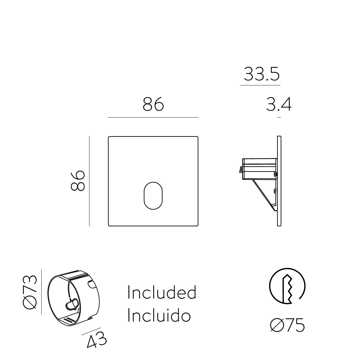 1,5W LED įleidžiamo montavimo sieninis šviestuvas SIGN, juodas, 2700/3000/4000K, E4037170NL - Image 3
