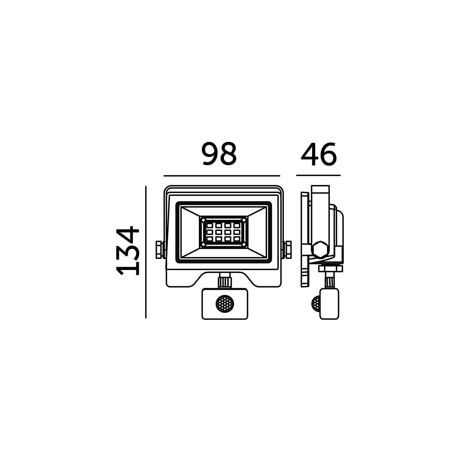 10W LED prožektorius su judesio davikliu MHC, juodas, 4000K, IP54 - Image 2