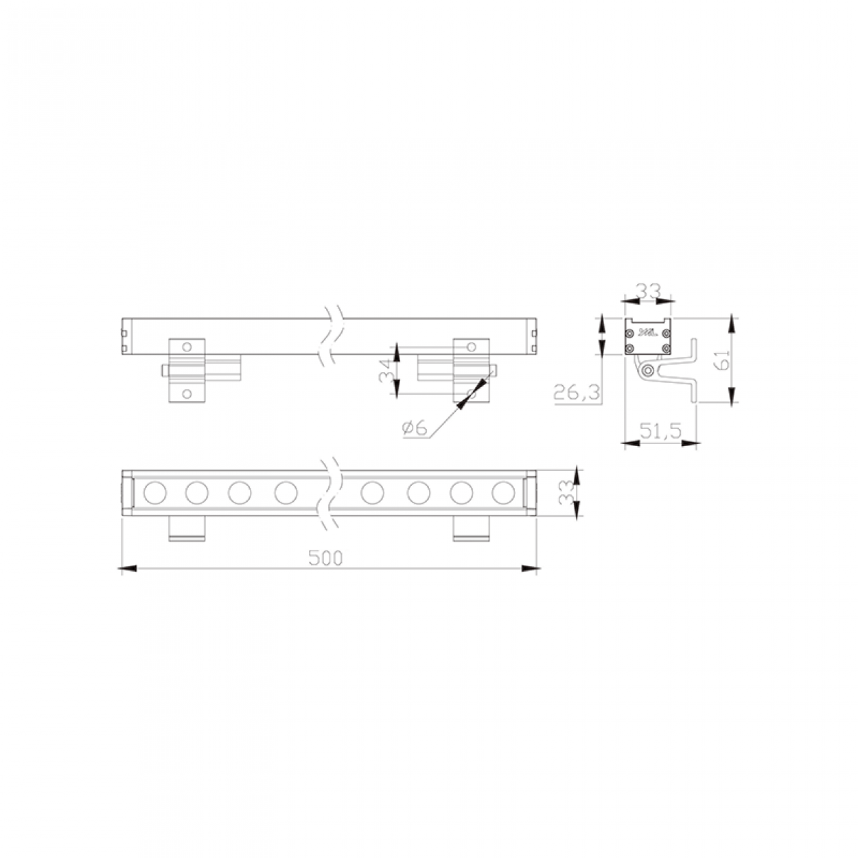 12x1W LED sieninis fasado šviestuvas, pilkas, 3000K, dimeriuojamas, IP66, šviesos kampas 60°x10°, E376 - Image 2