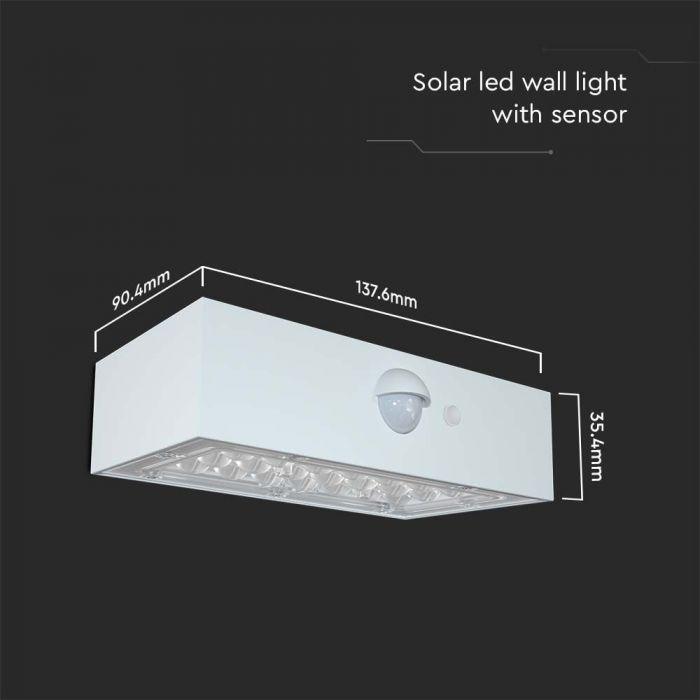 3W LED paviršinis šviestuvas su saulės baterija ir judesio davikliu, baltas, 3000/4000K - Image 3