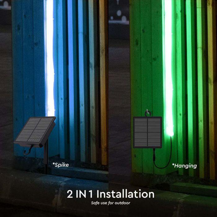 1,2W/m LED juosta, RGB, IP67, 5m, su saulės baterija, nuotolinio valdymo pulteliu ir montavimo priedais - Image 3