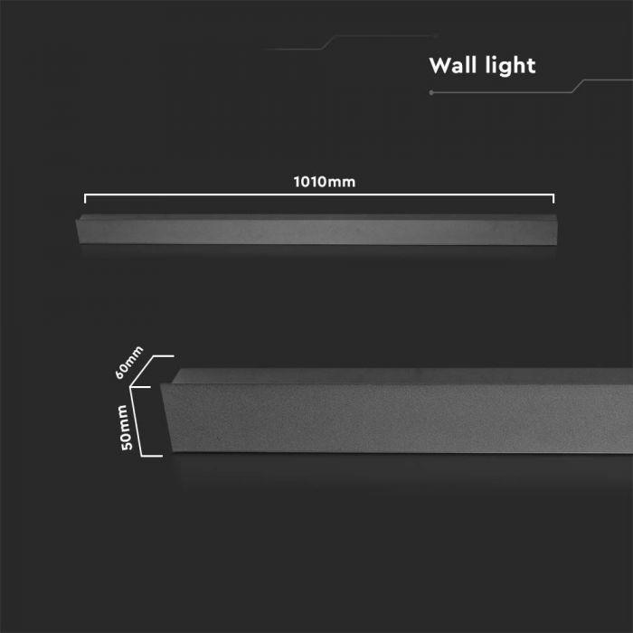 16W LED linijinis sieninis šviestuvas, antracito sp., 3000K, IP65 - Image 3