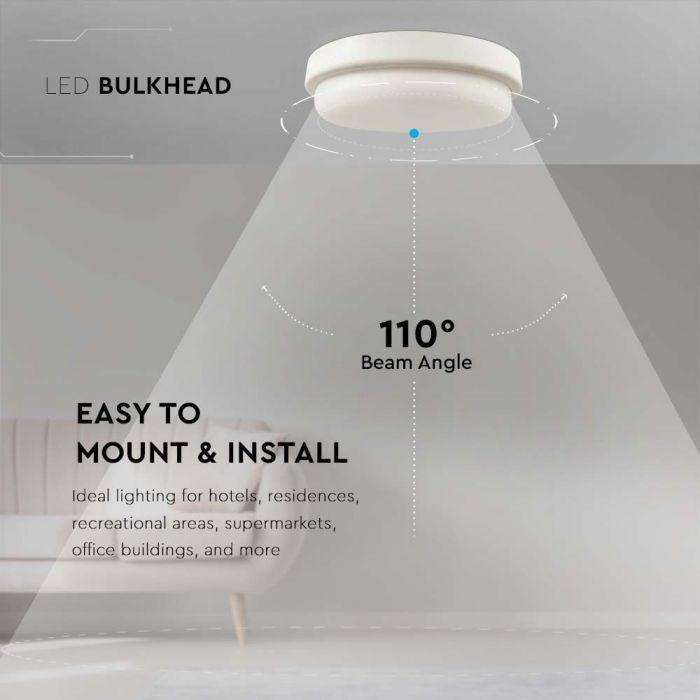 12W LED paviršinis šviestuvas, baltas, 3000K, IP54 - Image 3