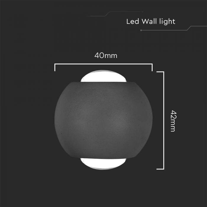 2W LED sieninis šviestuvas, juodas, 4000K, IP54 - Image 3