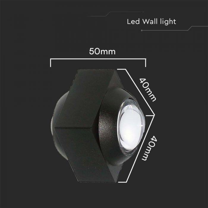 2W LED sieninis šviestuvas, juodas, 4000K, IP54 - Image 6
