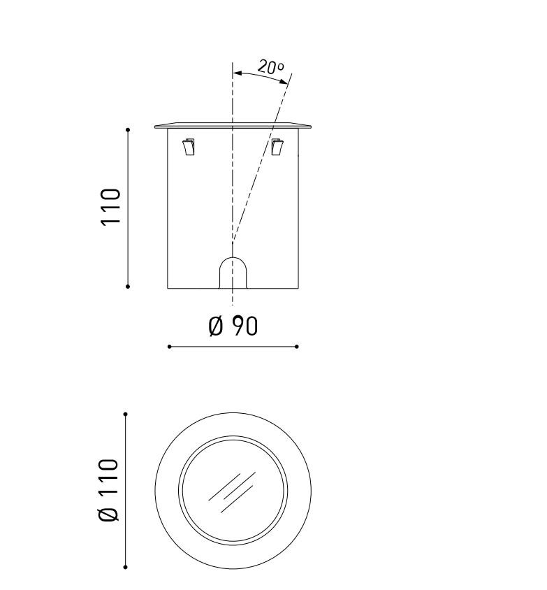 4,6/6,7/10,5W įleidžiamas į žemę lauko šviestuvas DARK M, juodas, 2700K, IP67, asimetrinis - Image 2