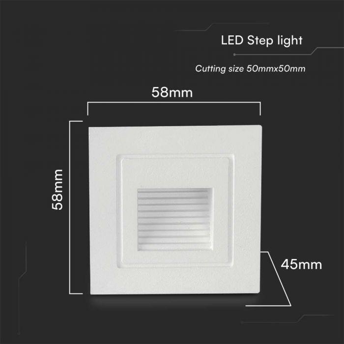 3W LED įleidžiamas šviestuvas laiptams, baltas, 3000K, IP65 - Image 3