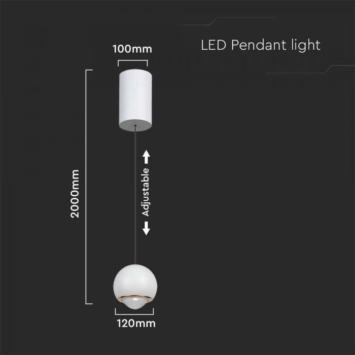 5W LED pakabinamas šviestuvas, baltas, 3000K - Image 3