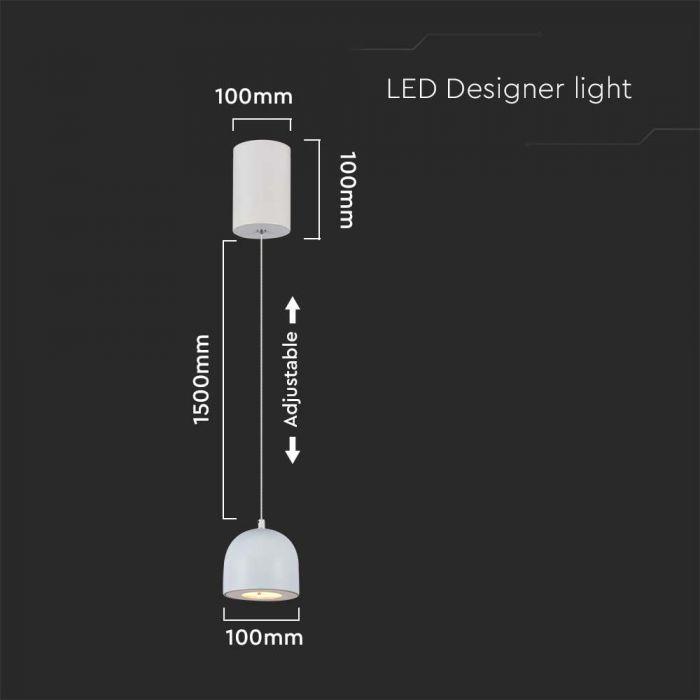8,5W LED pakabinamas šviestuvas, baltas, 3000K - Image 5