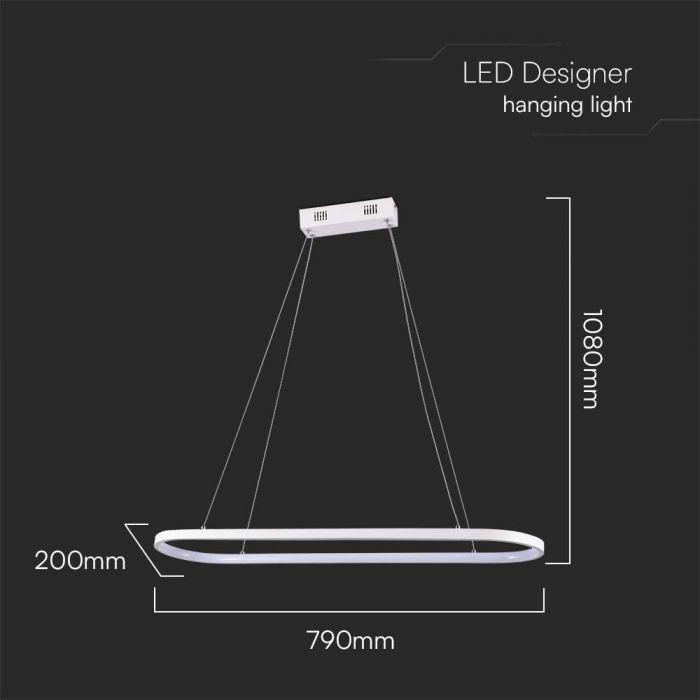 24W LED pakabinamas šviestuvas, baltas, 3000K - Image 3