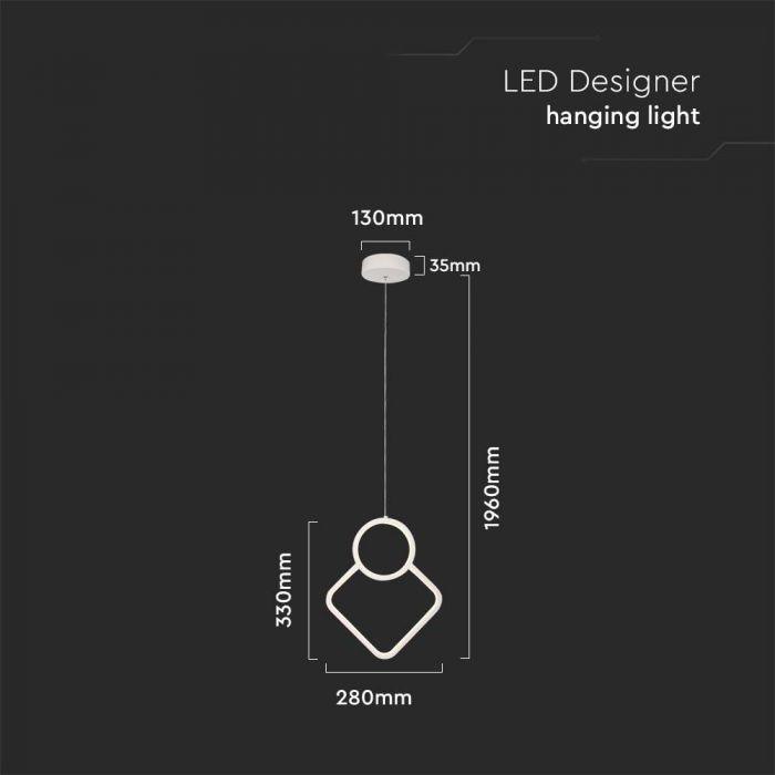 12W LED pakabinamas šviestuvas, baltas, 3000K - Image 3