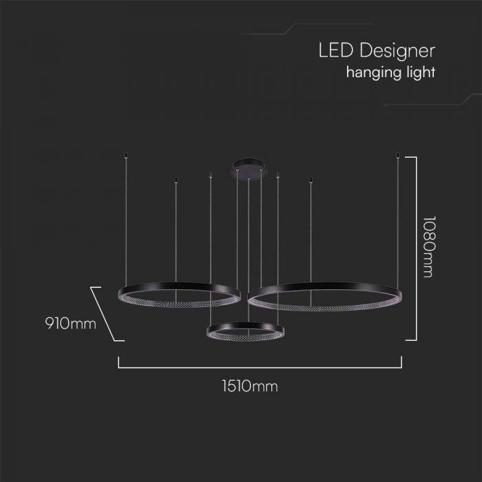 57W LED pakabinamas šviestuvas, juodas, 4000K - Image 3