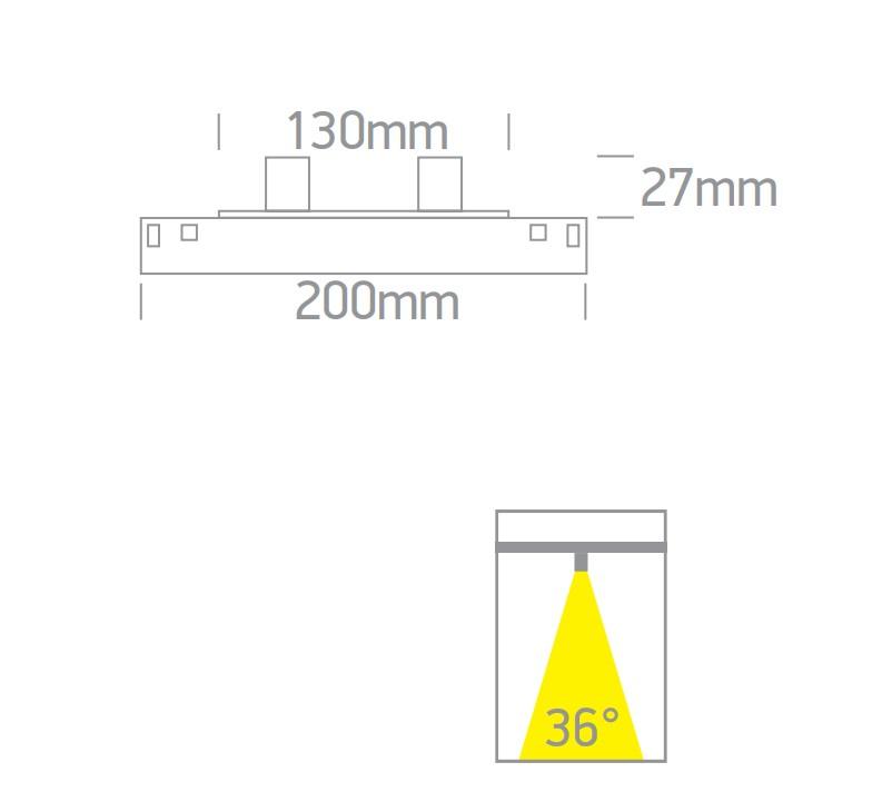 2x2W LED šviestuvas į magnetines sistemas ONELIGHT MINI/MIDI, juodas, 3000K, 42128A/B/W - Image 3