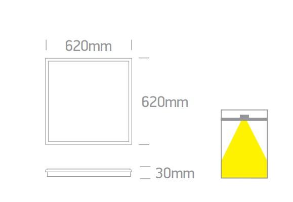 40W LED panelė, balta, 620x620mm, 3000/4000/6000K, 50140BAU/W/V - Image 2